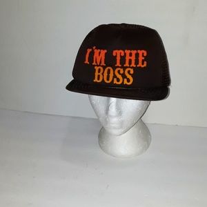 VINTAGE I'M THE BOSS PUFF LETTERS SNAPBACK MESH HAT